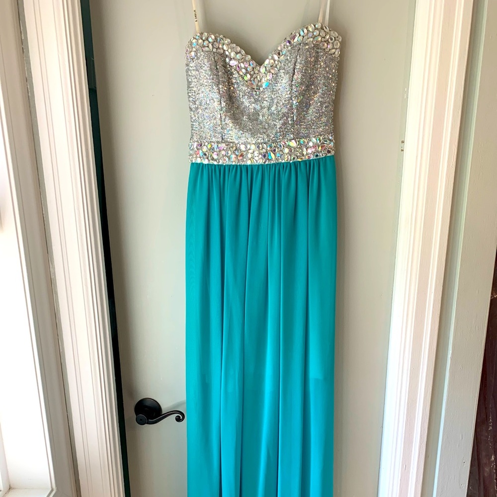 Strapless Floor Length Prom Dress